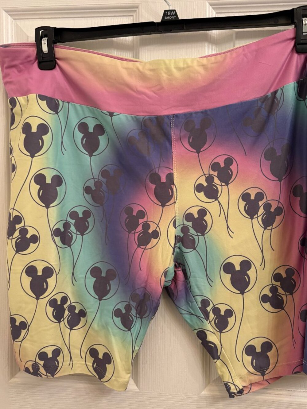 Disney Parks Biker Shorts Vibrant Tie-Dye Pastel Mickey Mouse Balloon Pattern 2X
